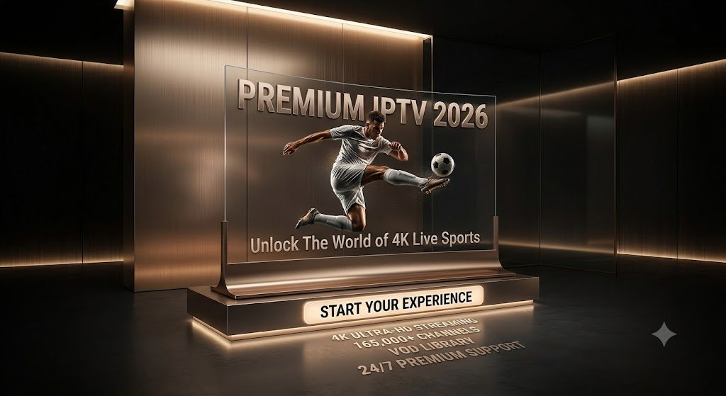 A modern living room with a large flat-screen TV, sleek entertainment center, and comfortable couch. The TV screen displays a vibrant IPTV interface, showcasing a wide selection of live channels and on-demand content. Warm, diffused lighting illuminates the space, creating a cozy and inviting atmosphere. In the foreground, a person's hand holds a remote control, suggesting the ease of accessing and controlling the IPTV subscription. The overall scene conveys the convenience and versatility of IPTV for modern viewers, catering to their entertainment needs.